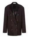 Alberta Ferretti Anthracite Grey Double-breasted Blazer With Peak Lapels In Gray