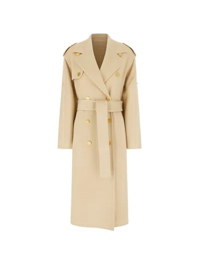 Alberta Ferretti Double-breasted Belted Coat In Neutral