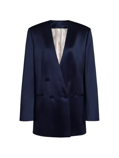 Alberta Ferretti Double-breasted Blazer In Blue