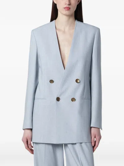Alberta Ferretti Double-breasted Blazer In Blue
