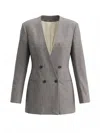Alberta Ferretti Double-breasted Blazer In Gray