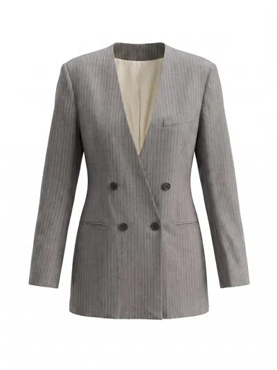 Alberta Ferretti Double-breasted Blazer In Gray