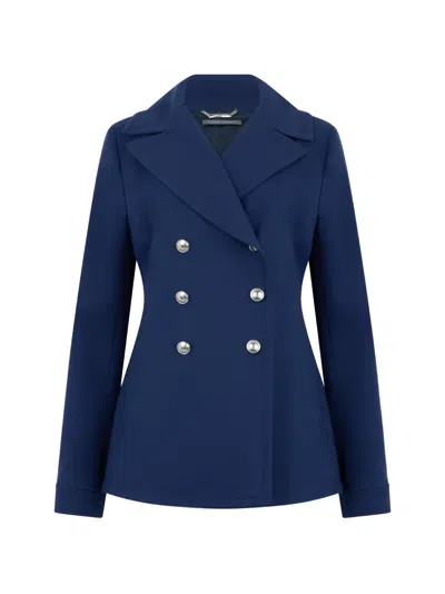 Alberta Ferretti Double-breasted Lapel-collar Jacket In Blue