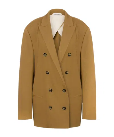 Alberta Ferretti Double-breasted Wool Blazer In Brown