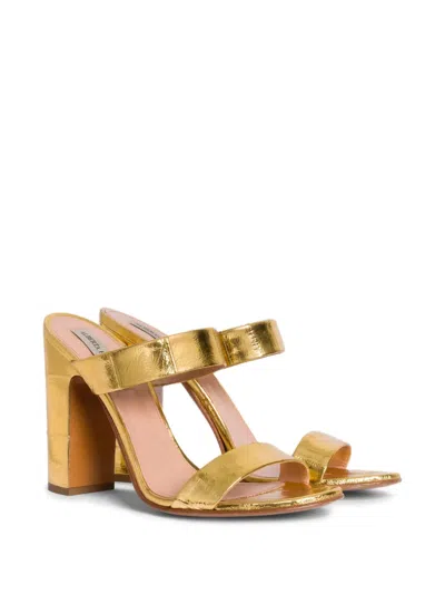Alberta Ferretti Double-strap Heeled Sandals In Gold