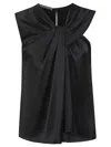 Alberta Ferretti Draped Black Acetate Top With Keyhole Back Closure In Black