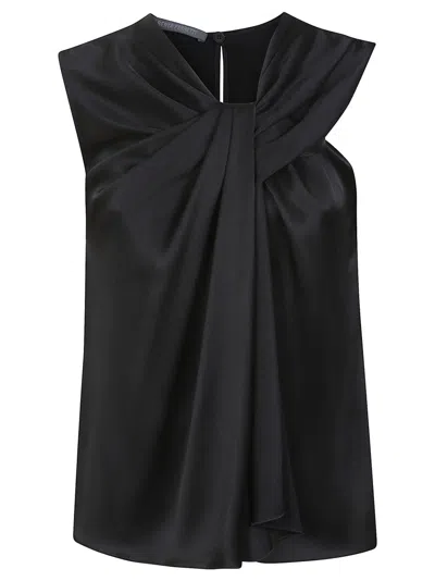 ALBERTA FERRETTI ALBERTA FERRETTI DRAPED BLACK ACETATE TOP WITH KEYHOLE BACK CLOSURE