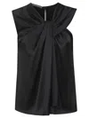 Alberta Ferretti Draped Black Acetate Top With Keyhole Back Closure In Black