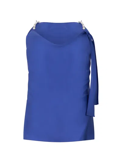 Alberta Ferretti Draped Blouse In Blue