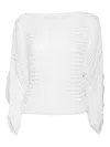 Alberta Ferretti White Round Neck Sweater With Textured Pattern In White