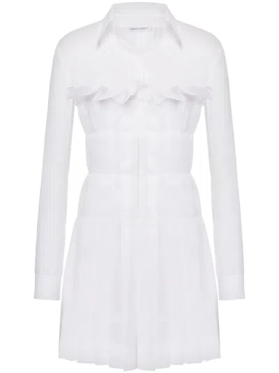 Alberta Ferretti Draped Cotton Minidress In White