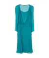 Alberta Ferretti Draped Long-sleeved Midi Dress In Green