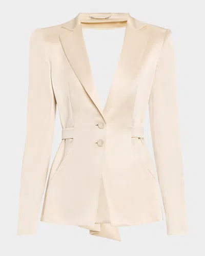 Alberta Ferretti Draped Cutout Single-breasted Jacket In Ivory