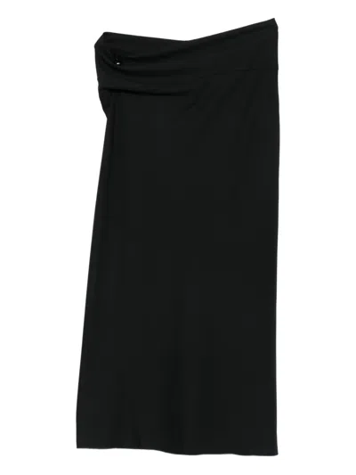 Alberta Ferretti Draped-detail Midi Skirt In Black