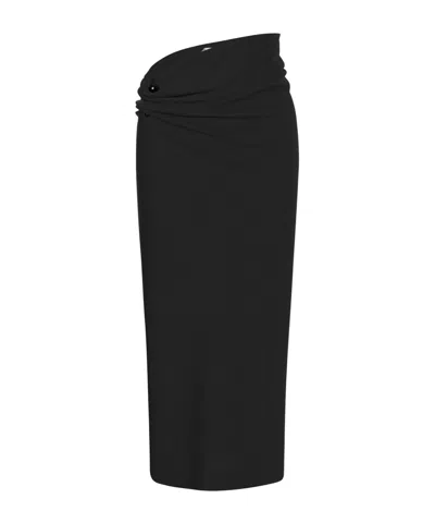 Alberta Ferretti Draped-detail Midi Skirt In Black