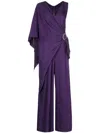 Alberta Ferretti Draped-detail Sleeveless Jumpsuit In Purple
