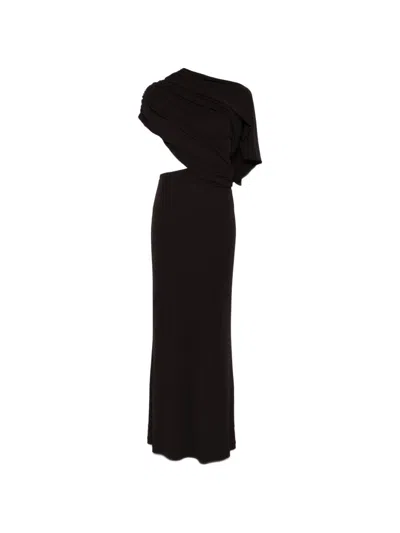 Alberta Ferretti Draped Dress With Cut-out In Black