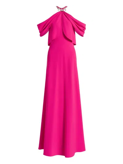 Alberta Ferretti Draped Embellished Maxi Dress In Pink
