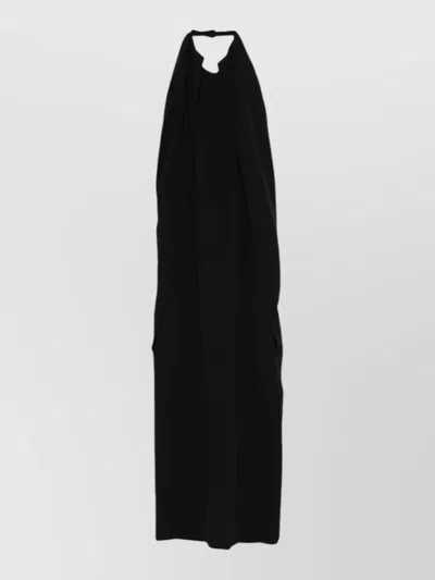 Alberta Ferretti Draped Floor Length Dress Halter Neck In Black