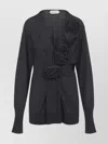 Alberta Ferretti Alberta Ferreti Sweater In Merino Wool With Floral Embroidery In Gray