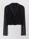 Alberta Ferretti Draped Front Sheer Fabric Button Detail In Black