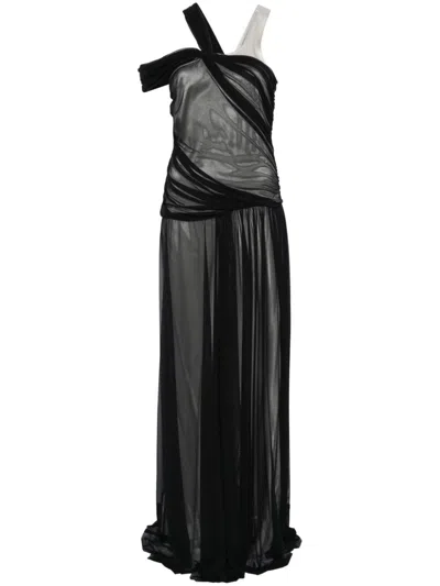 Alberta Ferretti Draped Gown In Black