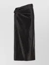 Alberta Ferretti Draped High Waist Midi Skirt In Black