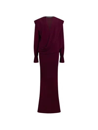 Alberta Ferretti Draped Long-sleeved Maxi Dress In Multi