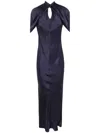 Alberta Ferretti Draped Maxi Dress In Blue