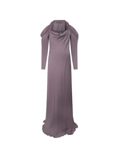 Alberta Ferretti Draped Maxi Dress In Purple