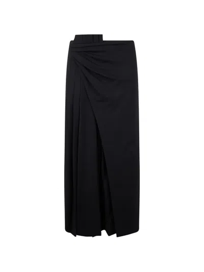 Alberta Ferretti Draped Maxi Skirt In Black