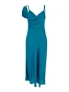 Alberta Ferretti Blue Dress With Dropped Sleeve And Draped Detail In Blu