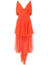 Alberta Ferretti Drape Backless Mini Silk Dress In Red