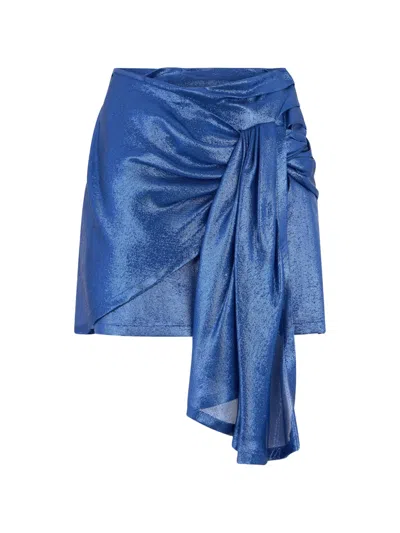Alberta Ferretti Draped Mini Skirt In Blue