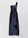 Alberta Ferretti Draped One-shoulder Satin Long Dress In Blue