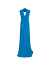 Alberta Ferretti Draped Open-back Maxi Gown In Blue