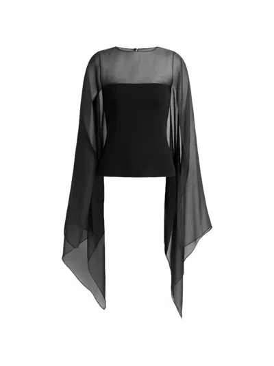 Alberta Ferretti Draped Overlay Top In Black