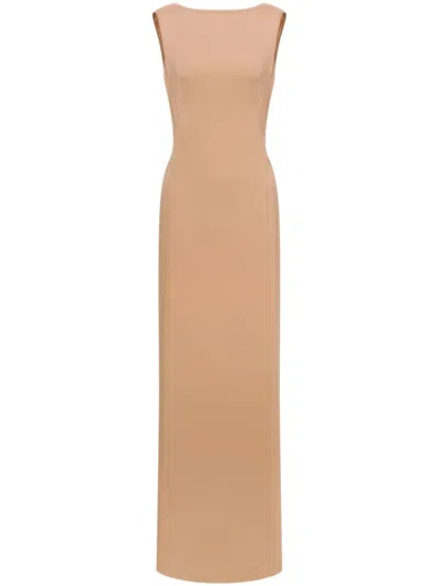 Alberta Ferretti Draped-panel Gown In Neutrals