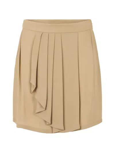 Alberta Ferretti Draped Pleated Mini Skirt In Nude