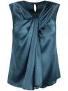 Alberta Ferretti Draped Satin Top In 蓝色