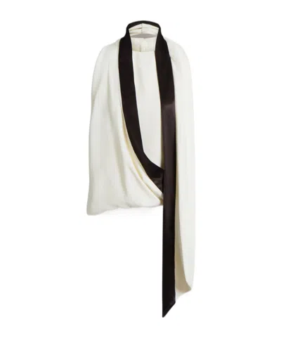 Alberta Ferretti Draped Scarf Detail Top In White