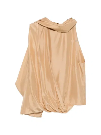 Alberta Ferretti Draped Scarf-detail Blouse In Neutral