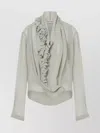 Alberta Ferretti Draped Sheer Fabric Ruffled Long Sleeves In Gray