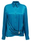 Alberta Ferretti Draped Collared Shirt With Cuff Detail