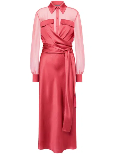 Alberta Ferretti Draped Shirt Dress In Purple