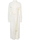 Alberta Ferretti Draped Shirt Dress In White