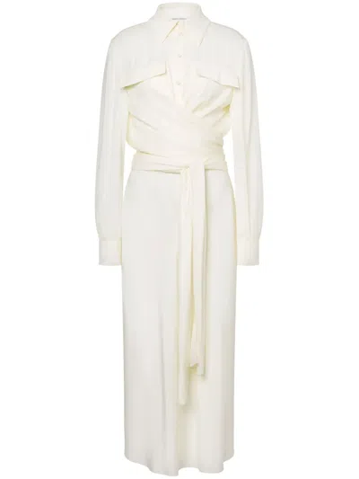Alberta Ferretti Draped Shirt Dress In White