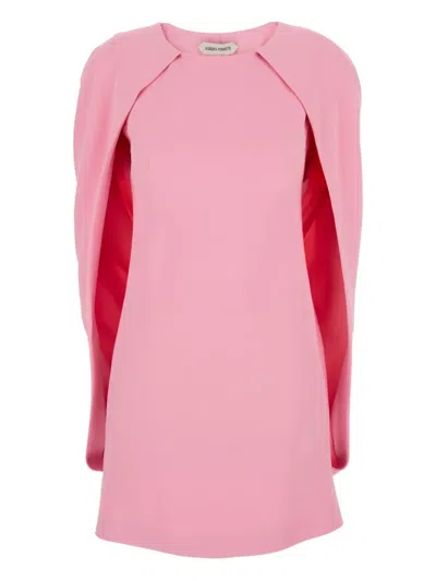 ALBERTA FERRETTI DRAPED-SHOULDERS CREW-NECK MINI DRESS