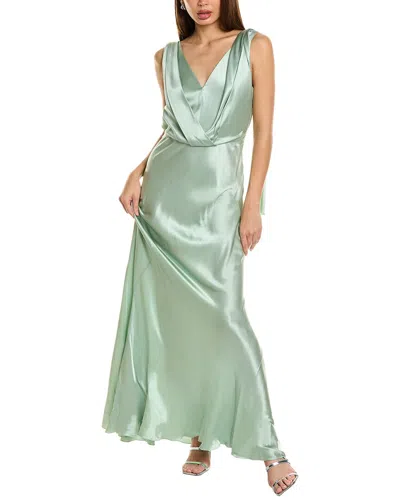 Alberta Ferretti Draped Silk-blend Gown In Green