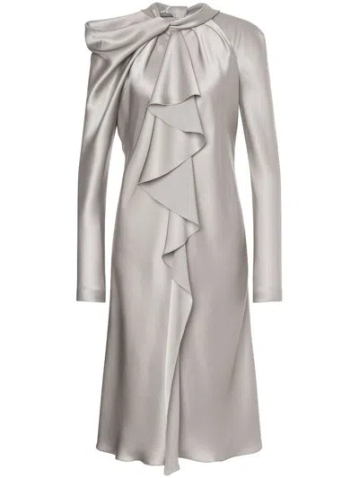 Alberta Ferretti Hanging Long-sleeved Dress In Grey